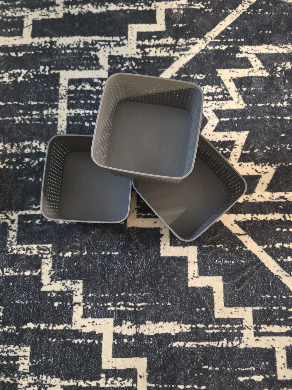 Gray Woven-Style Plastic Storage Baskets - Set of 3